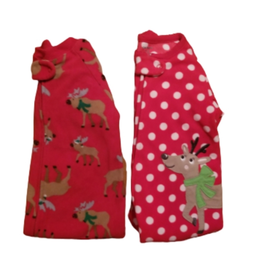 Carter's Reindeer Flannel Zip Up Sleepers Sz 12m